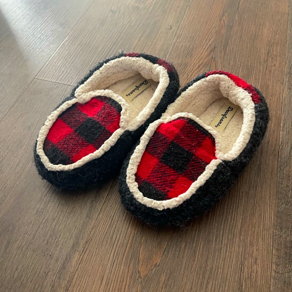 Kids Hunter Plaid Faux Shearling Slippers